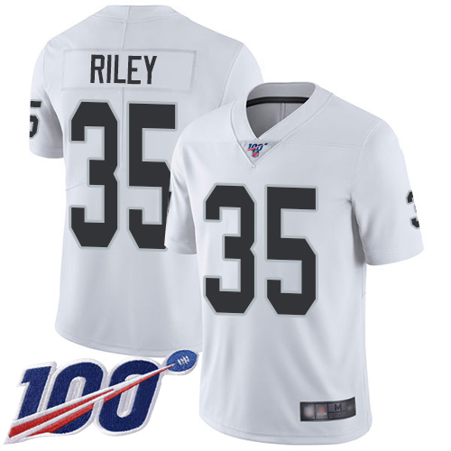 Men Oakland Raiders Limited White Curtis Riley Road Jersey NFL Football #35 100th Season Vapor Jersey->oakland raiders->NFL Jersey